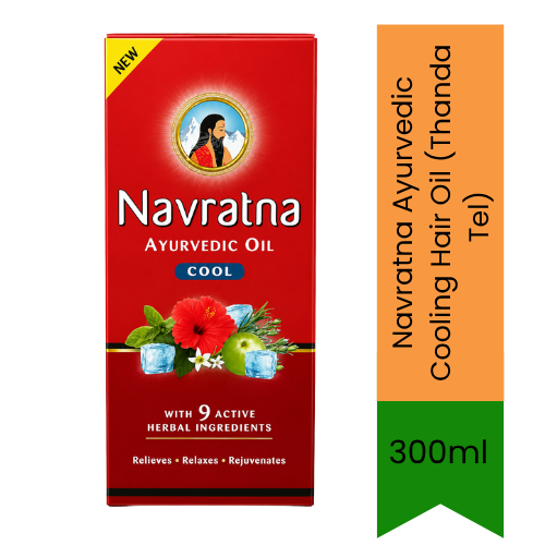 Navratna Ayurvedic Cooling Hair Oil (Thanda Tel) - Intensive Stress Relief Massage Fluid, Ends Headaches, Hair Fall, Fatigue & Body Mind Tension | South Africa | India Bazaar