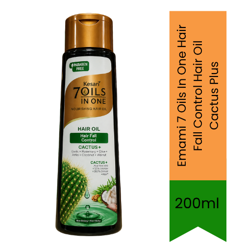 Emami 7 Oils In One Hair Fall Control Hair Oil Cactus Plus | 200ml - Premium Pure Herbal Oil for Weak Hair & Root Nourishment | Delivers 7x Stronger Hair & Less Breakage | South Africa | India Bazaar