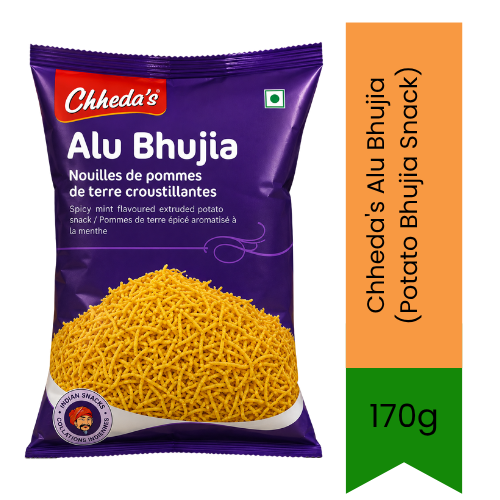 Chheda's Alu Bhujia (Potato Bhujia Snack) | 170g - Premium Pure Crunchy Savory Indian Namkeen for Tea Time & Daily Snacking | Delivers Authentic Spicy Crispy Potato Flavor | South Africa | India Bazaar