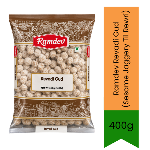 Ramdev Revadi Gud (Sesame Jaggery Til Rewri) | 400g - Traditional Crunchy Winter Sweet Treat for Lohri & Makar Sankranti Festivals | South Africa | India Bazaar