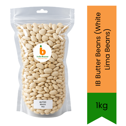 IB Butter Beans (White Lima Beans) | 1kg - Premium Pure Creamy Nutrient-Rich Legumes for Soups, Stews & Curries | Delivers High Fiber & Rich Delicate Flavor | South Africa | India Bazaar
