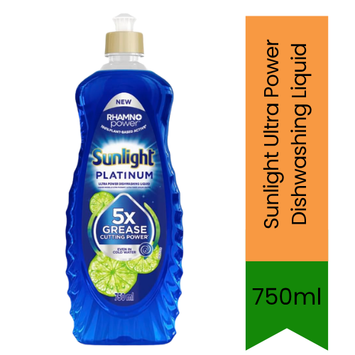 Sunlight Platinum Ultra Power Dishwashing Liquid | 750ml - Premium Pure Tough Grease Cutting Soap | Leaves Utensils Clean, Fresh & Germ-Free | South Africa | India Bazaar