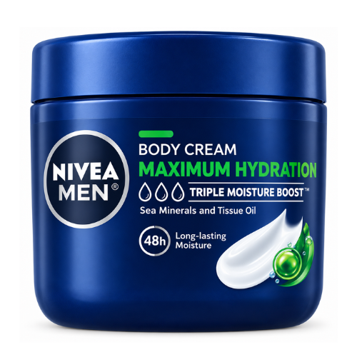 NIVEA Men Maximum Hydration Body Cream | 400ml - Premium Intensive Moisture Care | 48H Hydration for Very Dry Skin | South Africa | India Bazaar