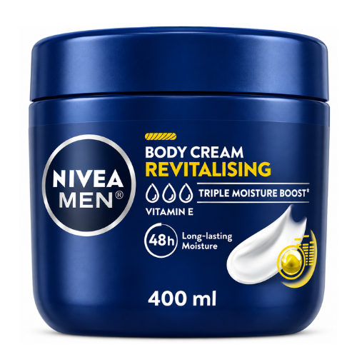 NIVEA Men Revitalising Body Cream | 400ml - Premium Daily Hydrating Moisture | Absorbs Fast & Energizes Dull Skin | South Africa | India Bazaar