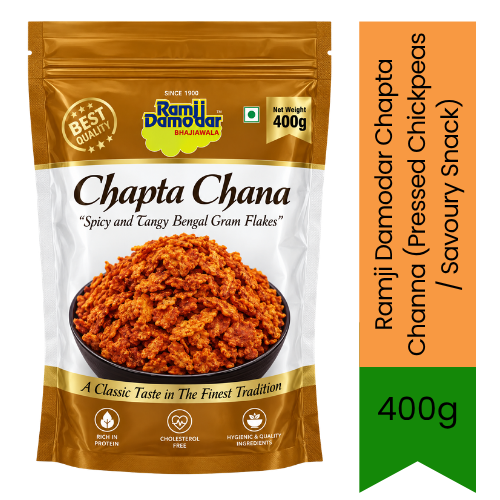 Ramji Damodar Chapta Channa (Pressed Chickpeas / Savoury Snack) | 400g - Premium Crunchy Namkeen | Traditional Spiced Flattened Chana Snack | South Africa | India Bazaar