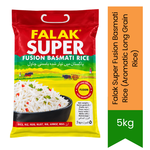 Falak Super Fusion Basmati Rice (Aromatic Long Grain Rice) | 5kg - Premium Aged Basmati Rice | Fluffy Texture, Rich Aroma & Superior Taste | South Africa | India Bazaar