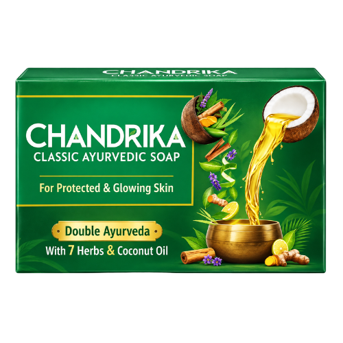 Chandrika Classic Ayurvedic Soap with 7 Herbs and Coconut oil | 125g - Traditional Skin Care Cleanser | Nourishing Botanical Formula for Clear & Healthy Skin | South Africa | India Bazaar