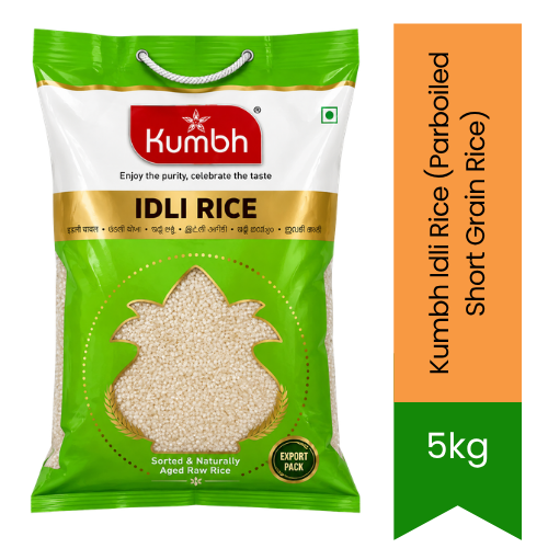 Kumbh Idli Rice (Parboiled Short Grain Rice) | 5kg - Premium South Indian Grain | Soft, Fluffy Texture & Perfect Fermentation for Idlis | South Africa | India Bazaar
