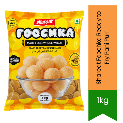 Shareat Foochka Ready to Fry Pani Puri - Whole Wheat Crispy Puris for Pani Puri & Chaat, Quick to Prepare & Better for You | South Africa | India Bazaar