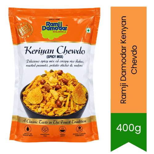 Ramji Damodar Kenyan Chevdo (Spicy Poha Mixture) | 400g - Traditional East African Style Snack | Crunchy Flattened Rice, Peanuts & Savory Spices | South Africa | India Bazaar