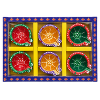 Generic Diwali Fancy Diya Set (Mitti Ke Diye) | Set of 6 - Handcrafted Decorated Clay Oil Lamps for Festive Home Decor, Pooja Light & Lakshmi Prayers | South Africa | India Bazaar