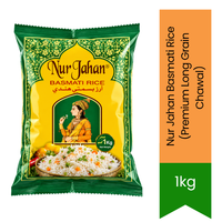 Nur Jahan Basmati Rice (Premium Long Grain Chawal) - Selected Slender Grain for Fluffy Everyday Steamed Rice & Pulaos, Non-Sticky Light Texture | South Africa | India Bazaar