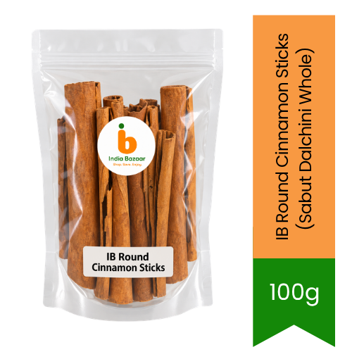 IB Round Cinnamon Sticks (Sabut Dalchini Whole) | 100g - Premium Whole Sweet Bark Aromatics for Biryanis, Pulao, Curries & Spiced Tea | South Africa | India Bazaar