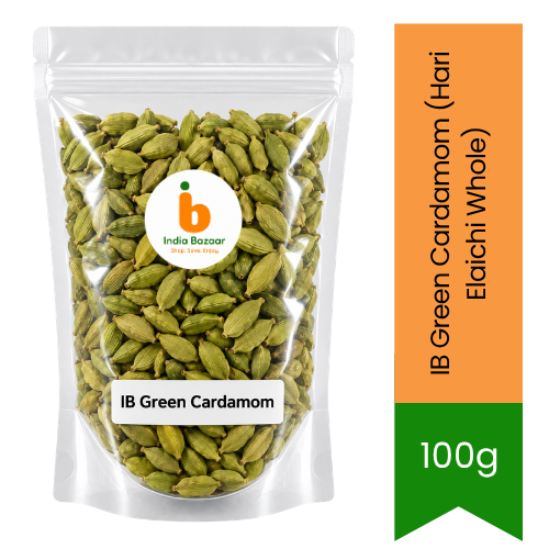 IB Green Cardamom (Hari Elaichi Whole) | - Premium Whole Aromatic Pods for Flavoring Curries, Festive Biryanis, Sweet Mithai & Indian Masala Chai | South Africa | India Bazaar