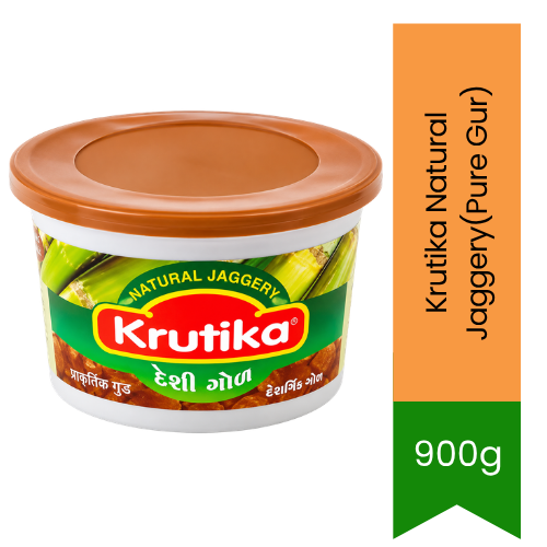 Krutika Natural Jaggery(Pure Gur) | 900g - Unrefined Healthy Cane Sugar Sweetener for Gujarati Dals, Traditional Sweets & Winter Tea | South Africa | India Bazaar