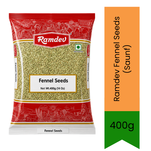 Ramdev Fennel Seeds (Saunf) - Premium Pure Whole Aromatic Seeds for Curries, Desserts & Mouth Freshener | Delivers Authentic Sweet Flavor & Digestive Benefits | South Africa | India Bazaar