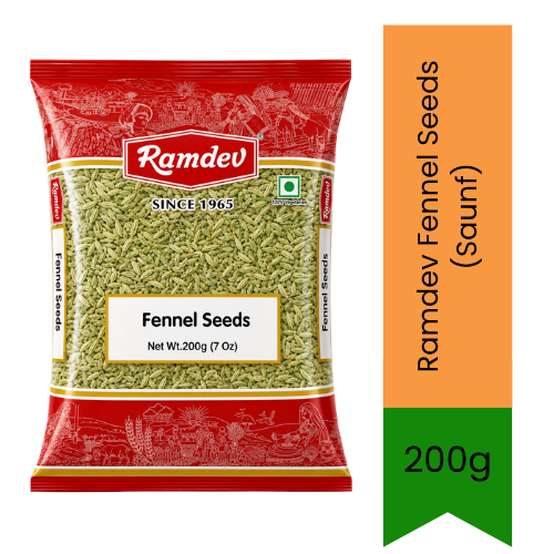 Ramdev Fennel Seeds (Saunf) - Premium Pure Whole Aromatic Seeds for Curries, Desserts & Mouth Freshener | Delivers Authentic Sweet Flavor & Digestive Benefits | South Africa | India Bazaar