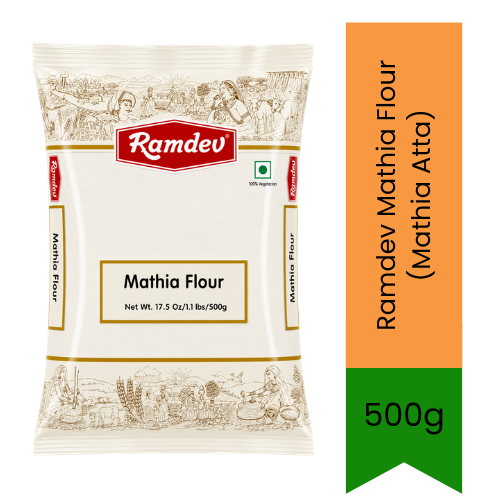 Ramdev Mathia Flour (Mathia Atta) | 500g - Premium Pure Moth Dal & Urad Dal Flour for Festive Mathia Snacks | Delivers Authentic Crisp Texture & Savory Taste | South Africa | India Bazaar