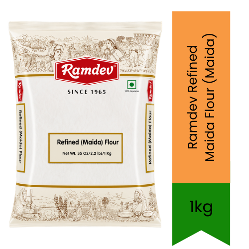 Ramdev Refined Maida Flour (Maida)  | 1kg - Premium Pure Refined Wheat Flour for Sweets, Breads, Naan & Pastries | Delivers Authentic Smooth Texture & Softness | South Africa | India Bazaar