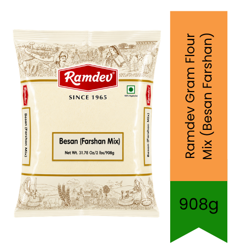 Ramdev Gram Flour Mix (Besan Farshan Mix) | 908g - Premium Pure Gram Flour Mix for Savory Snacks, Sev & Gathiya | Delivers Authentic Crispy Texture & Rich Flavor | South Africa | India Bazaar