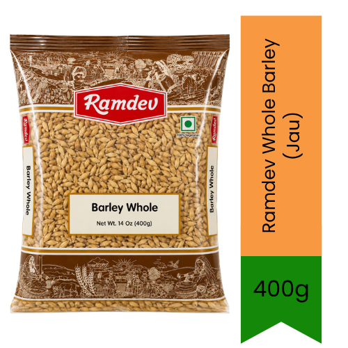 Ramdev Whole Barley (Jau) | 400g - Premium Pure Whole Grain Barley for Soups, Porridge, Water & Healthy Meals | Delivers Nutritious Wholesome Fiber & Natural Taste | South Africa | India Bazaar