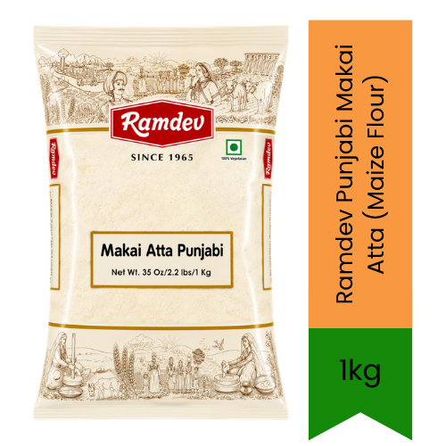 Ramdev Punjabi Makai Atta (Maize Flour) | 1kg - Premium Pure Yellow Corn Flour for Makki Di Roti & Punjabi Dishes | Delivers Authentic Wholesome Taste & Texture | South Africa | India Bazaar