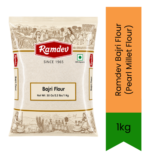 Ramdev Bajri Flour (Pearl Millet Flour) | 1kg - Premium Pure Bajra Atta for Traditional Rotla, Flatbreads & Healthy Meals | Delivers Nutritious Wholesome Taste | South Africa | India Bazaar