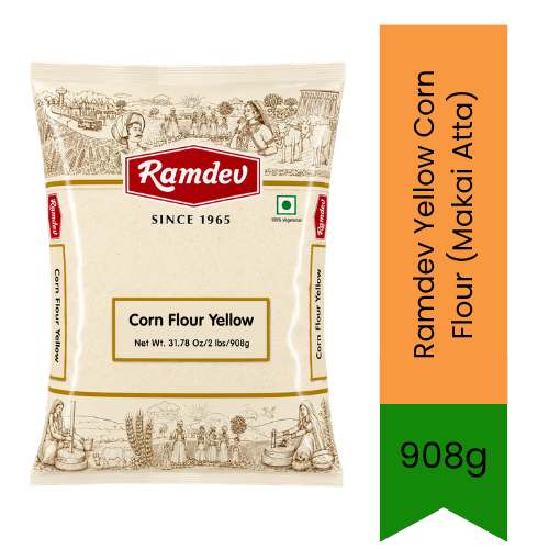 Ramdev Yellow Corn Flour (Makai Atta) | 908g - Premium Pure Yellow Corn Flour for Tortillas, Flatbreads & Breading | Delivers Wholesome Flavor & Great Texture | South Africa | India Bazaar