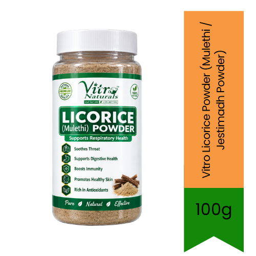 Vitro Licorice Powder (Mulethi / Jestimadh Powder) | 100g - Organic Ayurvedic Supplement | Supports Respiratory, Digestive & Throat Health | South Africa | India Bazaar