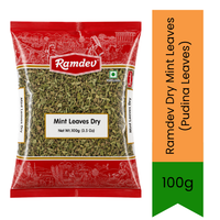 Ramdev Dry Mint Leaves (Pudina Leaves) - Premium Pure Dried Mint Leaves for Chutney, Tea, Raita & Refreshing