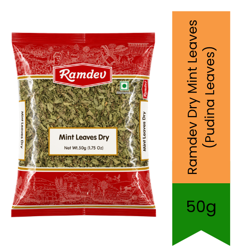 Ramdev Dry Mint Leaves (Pudina Leaves) - Premium Pure Dried Mint Leaves for Chutney, Tea, Raita & Refreshing
