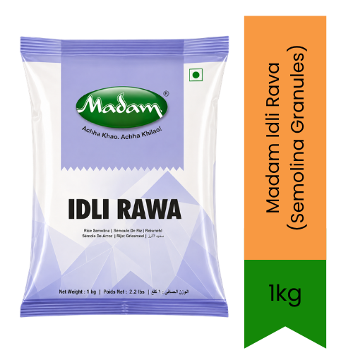 Madam Idli Rava (Semolina Granules) | 1kg - Premium Pure Coarse Rice Granules for Soft Fluffy Idli & Fermented Batter | Delivers Authentic Rice Flavor & Great Texture | South Africa | India Bazaar