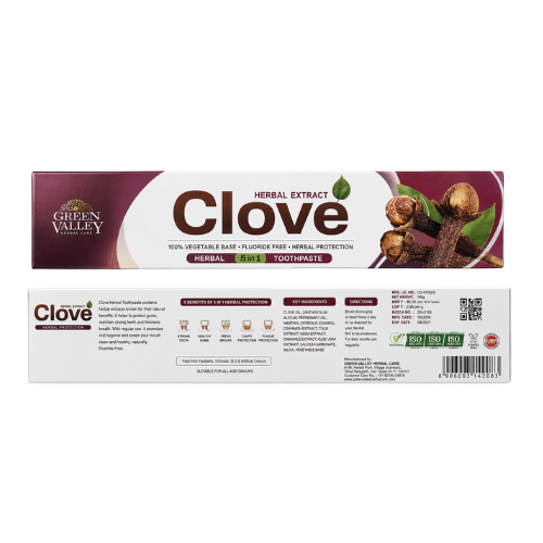 Green Valley Clove Toothpaste (Lavang Toothpaste) | 185g - Premium Pure Clove Oil Toothpaste for Strong Teeth, Gum Care & Cavity Protection | Delivers Fresh Breath & Natural Defense | South Africa | India Bazaar