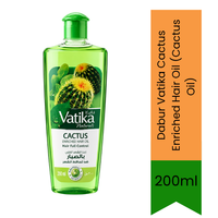 Dabur Vatika Cactus Enriched Hair Oil (Cactus Oil) | 200ml - Premium Pure Cactus Oil for Anti Hair Fall, Hair Strength & Root Care | Delivers Shine, Nourishment & Root Vitality | South Africa | India Bazaar