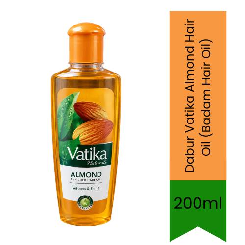 Dabur Vatika Almond Hair Oil (Badam Hair Oil) | 200ml - Premium Pure Almond Oil for Hair Conditioning, Softness & Damage Control | Delivers Shine, Deep Nourishment & Vitality | South Africa | India Bazaar