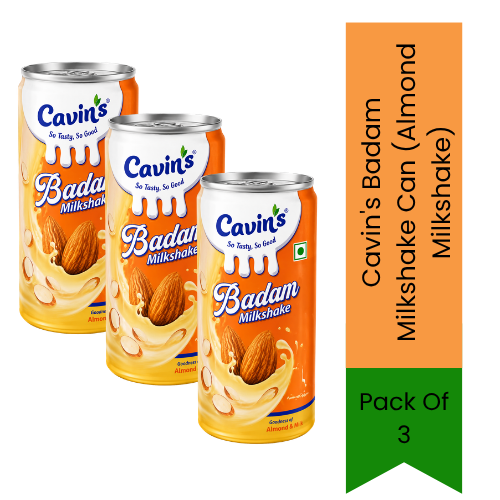 Cavin's Badam Milkshake Can (Almond Milkshake) | 180ml - Premium Pure Refreshing Flavored Milk Beverage for Quick Energy & Daily Refreshment | Delivers Rich Nutty Almond Flavor & Vitality | South Africa | India Bazaar