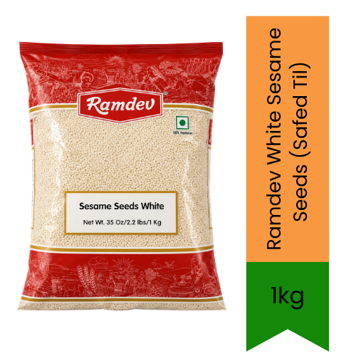 Ramdev White Sesame Seeds (Safed Til) - Premium Whole Natural Seeds for Sweets, Baking, Cooking & Garnishing | Delivers Authentic Nutty Flavor & Rich Aroma | South Africa | India Bazaar