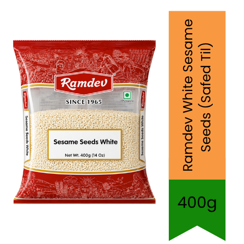 Ramdev White Sesame Seeds (Safed Til) - Premium Whole Natural Seeds for Sweets, Baking, Cooking & Garnishing | Delivers Authentic Nutty Flavor & Rich Aroma | South Africa | India Bazaar