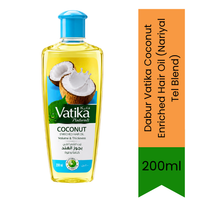 Dabur Vatika Coconut Enriched Hair Oil (Nariyal Tel Blend) | 200ml - Traditional Tri-Amla & Henna Herbal Infused Base for Thick, Dark & Voluminous Strands | South Africa | India Bazaar