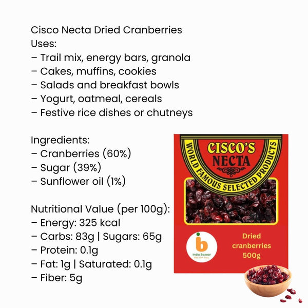 Ciscos Dried Cranberries 500g – Gesnipperde Cranberry Boontjies (Sweet & Tangy Treat) |BB:28.AUG.2025