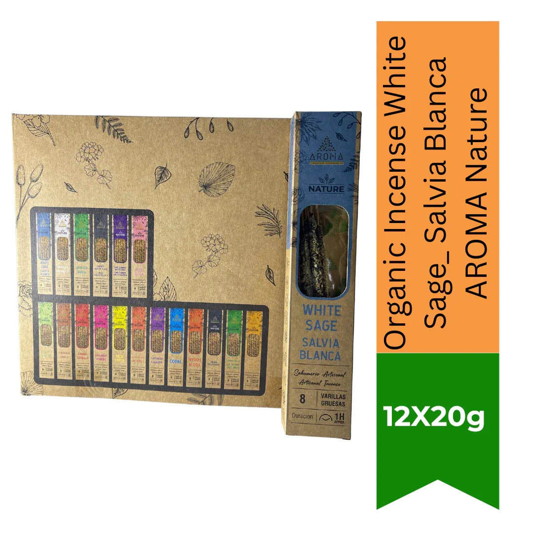 Aroma Nature White Sage Incense Sticks (Sage Agarbatti) | 20g (8 Sticks) - Natural Fragrance for Smudging Rituals, Clearing Negative Energy & Home Aromatherapy | South Africa | India Bazaar