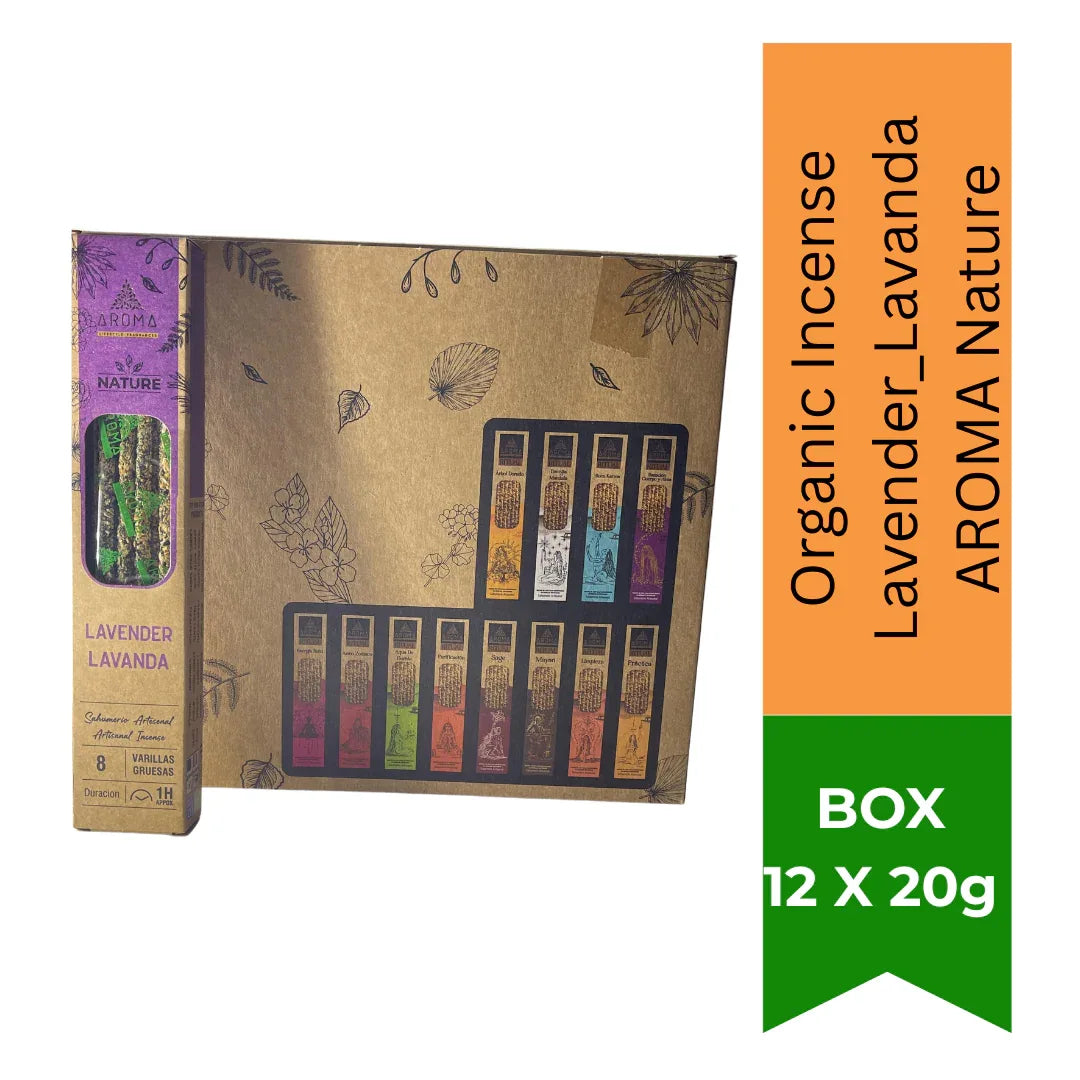 Organic Incense Lavender Lavanda Aroma Nature (Lavender Agarbatti) | 8 Sticks (1-Hour Burn) - Calming Soothing Floral Air Freshener for Bedroom Sleep Ambience & Spa Vibes | South Africa | India Bazaar