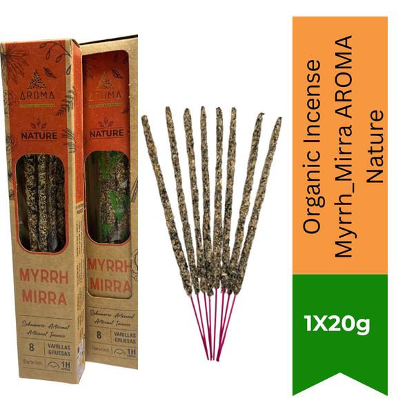 Organic Incense Myrrh_Mirra AROMA Nature - 8 sticks 1h duration