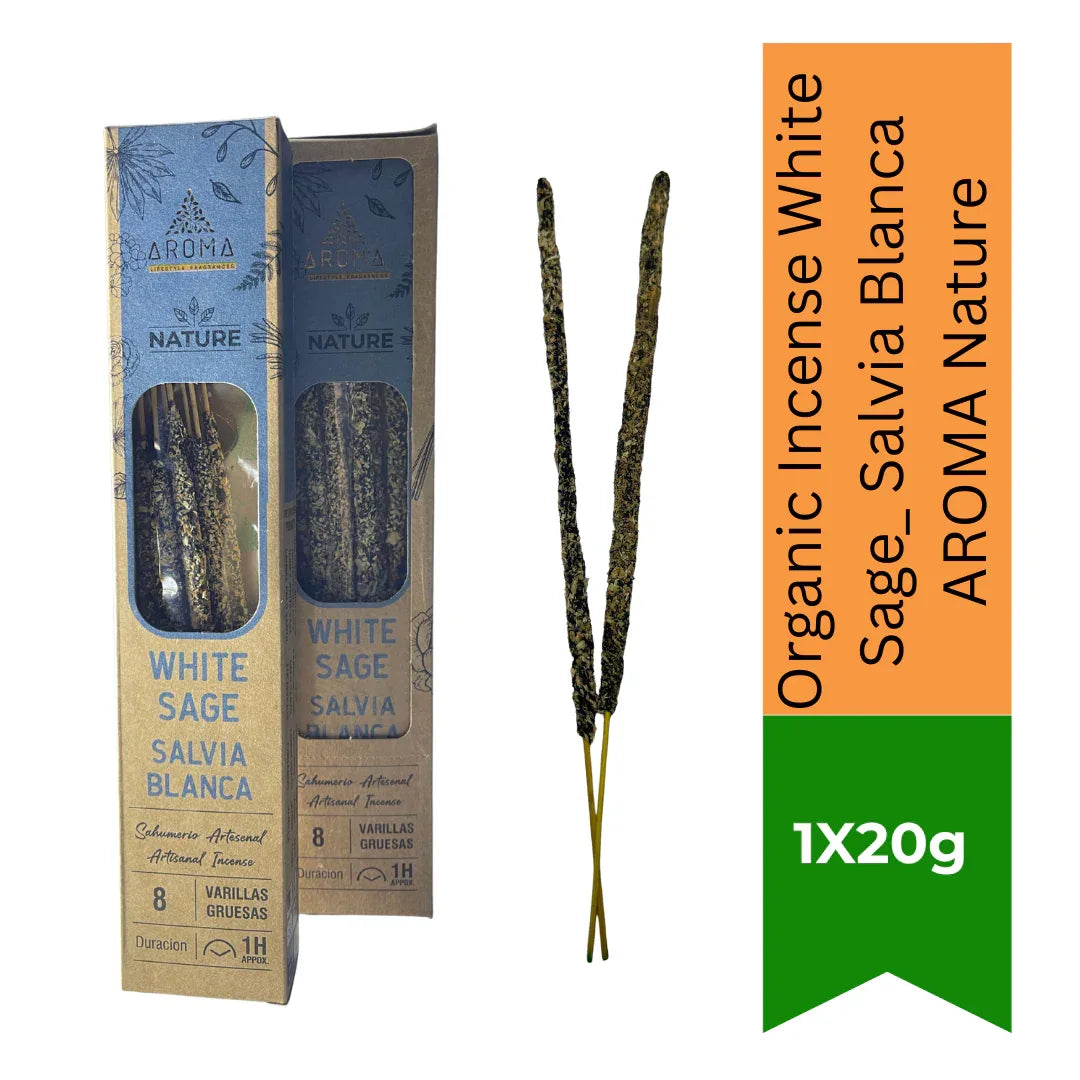 Aroma Nature White Sage Incense Sticks (Sage Agarbatti) | 20g (8 Sticks) - Natural Fragrance for Smudging Rituals, Clearing Negative Energy & Home Aromatherapy | South Africa | India Bazaar