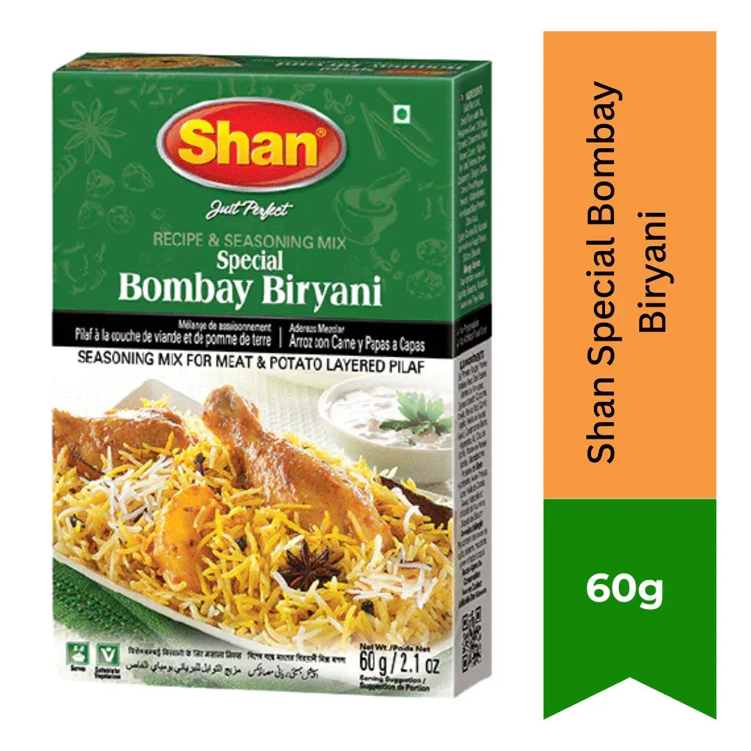 Shan Bombay Biryani Spice Mix (Bombay Biryani Masala) | 60g - Authentic Spicy Rice Dish Cooking Blend for Layered Meat & Potato Pilaf, Bold Flavor Feast | South Africa | India Bazaar