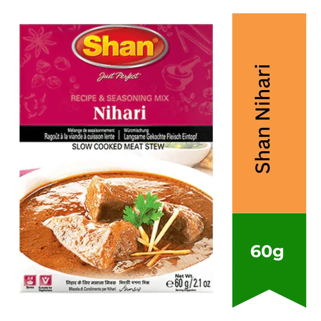 Shan Nihari Spice Mix Slow Cook Meat Curry Masala (Nihari Masala) | 60g - Rich Aromatic Spicy Flour Blend for Traditional Mughlai Thick Beef & Mutton Stew Shanks | South Africa | India Bazaar