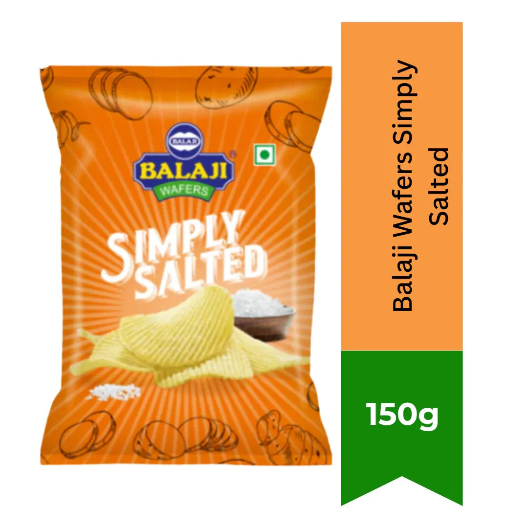 Balaji Wafers Simply Salted (Salted Potato Chips) | 150g - Classic Crispy Potato Chips for Tea Time & Party Snacks | Delivers Authentic Crunchy Texture & Light Salted Taste | South Africa | India Bazaar