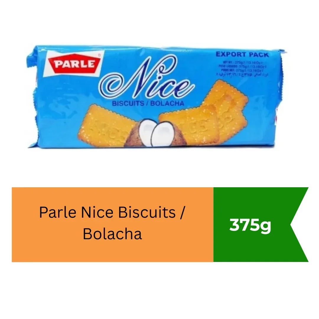 Parle Nice Coconut Sugar Sprinkled Biscuits (Bolacha Nariyal) | 375g - Light Crispy Sweet Tropical Tea Biscuits for Afternoon Coffee Dunking & Holiday Tart Bases | South Africa | India Bazaar