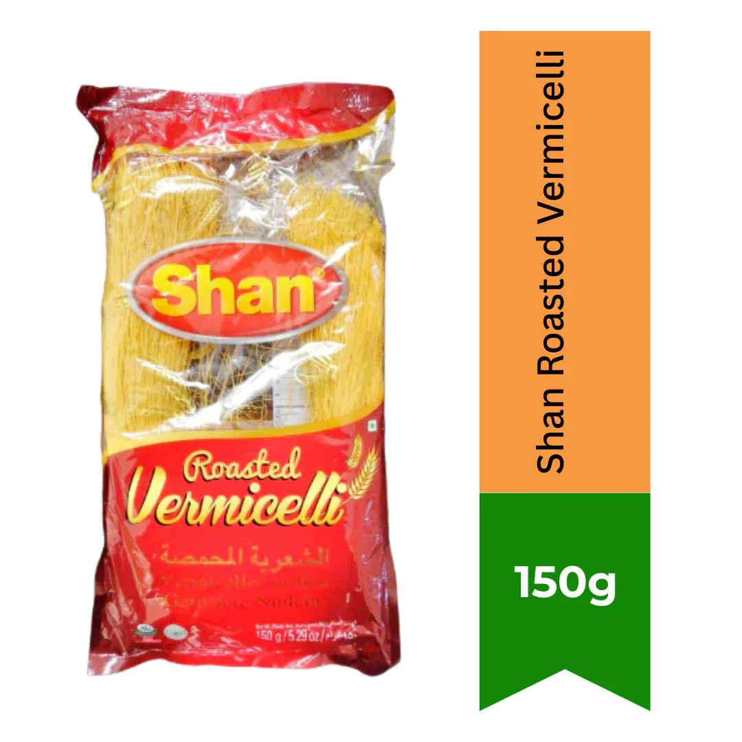 Shan Roasted Vermicelli (Bhuni Seviyan) | 150g - Fine Crispy Wheat Noodles for Making Sweet Sheer Khurma Pudding or Savoury Breakfast Upma Dishes | South Africa | India Bazaar