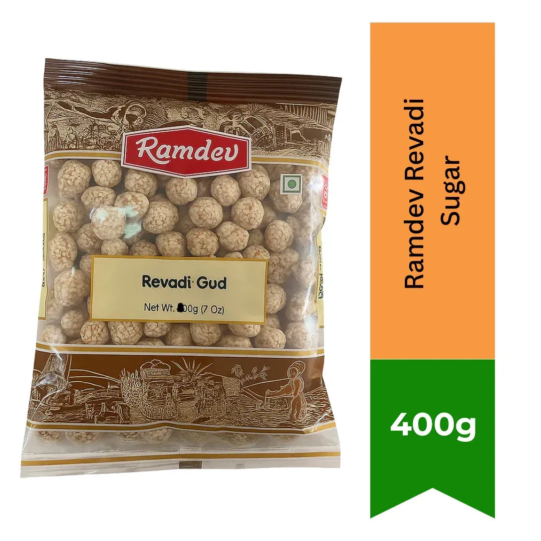 Ramdev Revadi Sugar (Sesame White Sugar Rewri) | 400g - Traditional Indian Festive Crispy Candy Drops, Sweet Nutty Confectionery | South Africa | India Bazaar